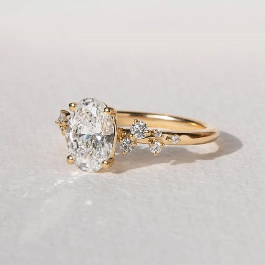 Oval Cut Moissanite Halo Ring