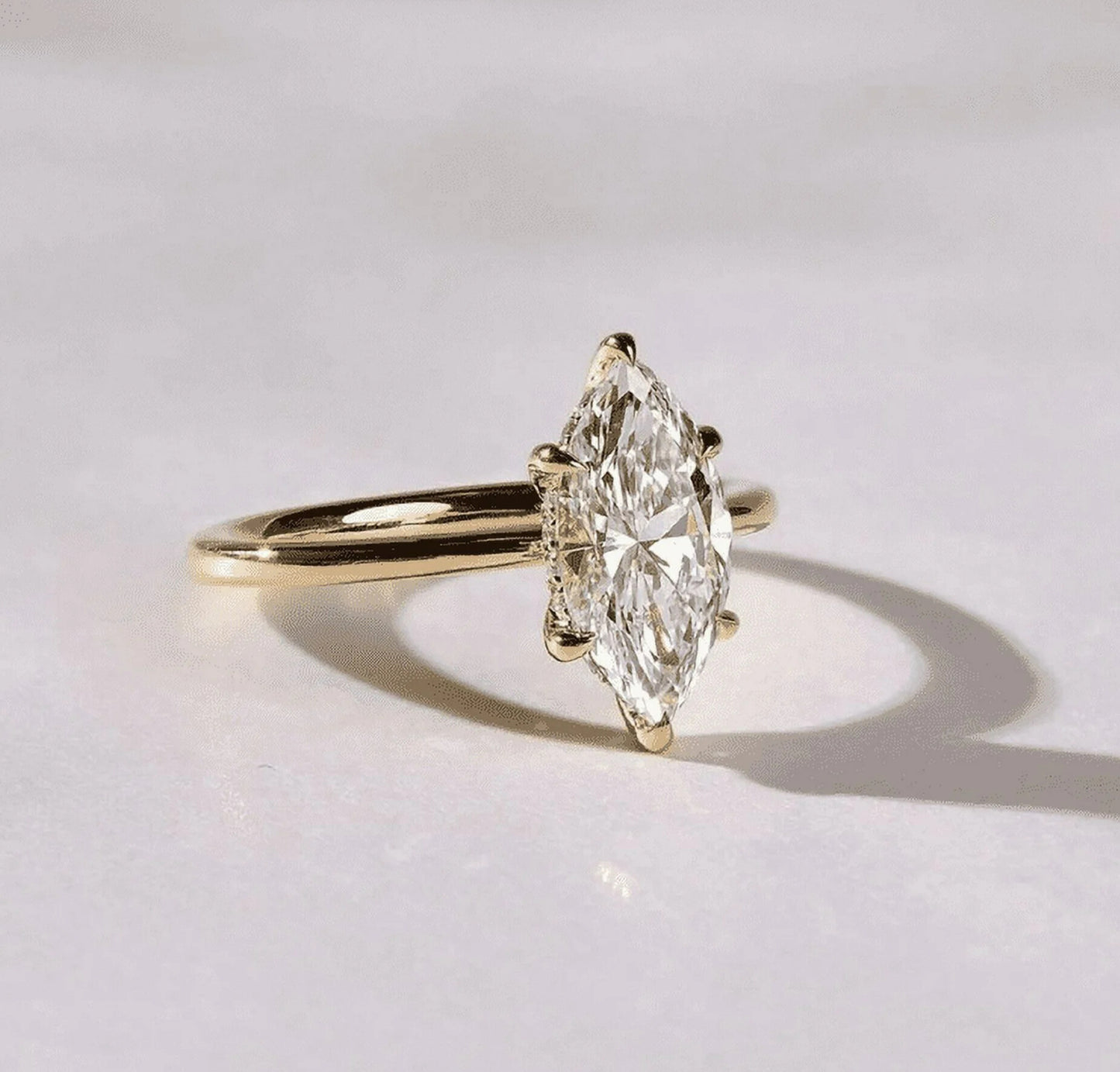 Marquise Moissanite Solitaire Engagement Ring