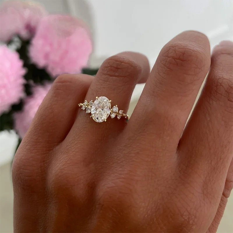 Oval Cut Moissanite Halo Ring