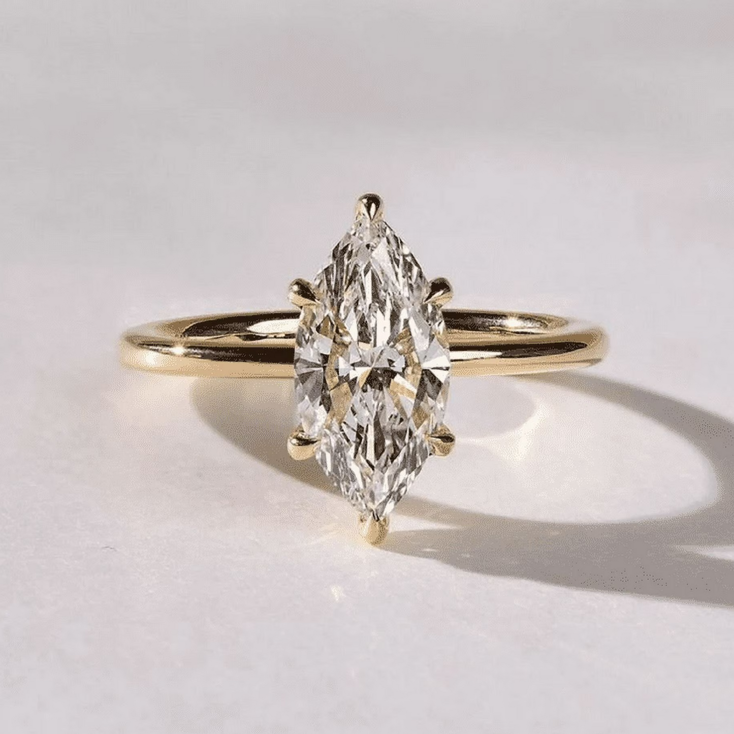 Marquise Moissanite Solitaire Engagement Ring